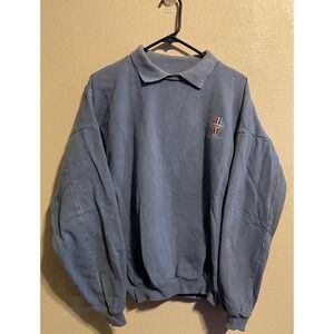 Vintage WEK Enterprises Pullover Sweatshirt Polo Collar Faded Blue Womens Size 2
